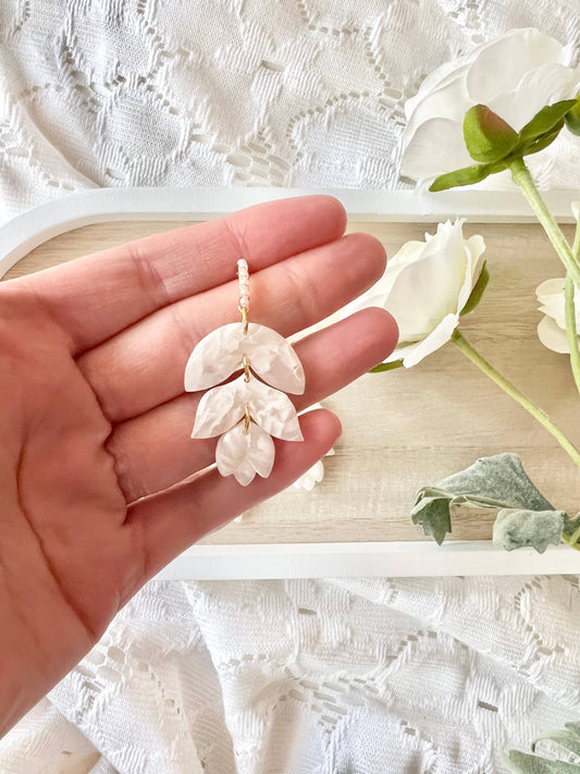 Bridal Earrings, Bridal Floral Clay Earrings