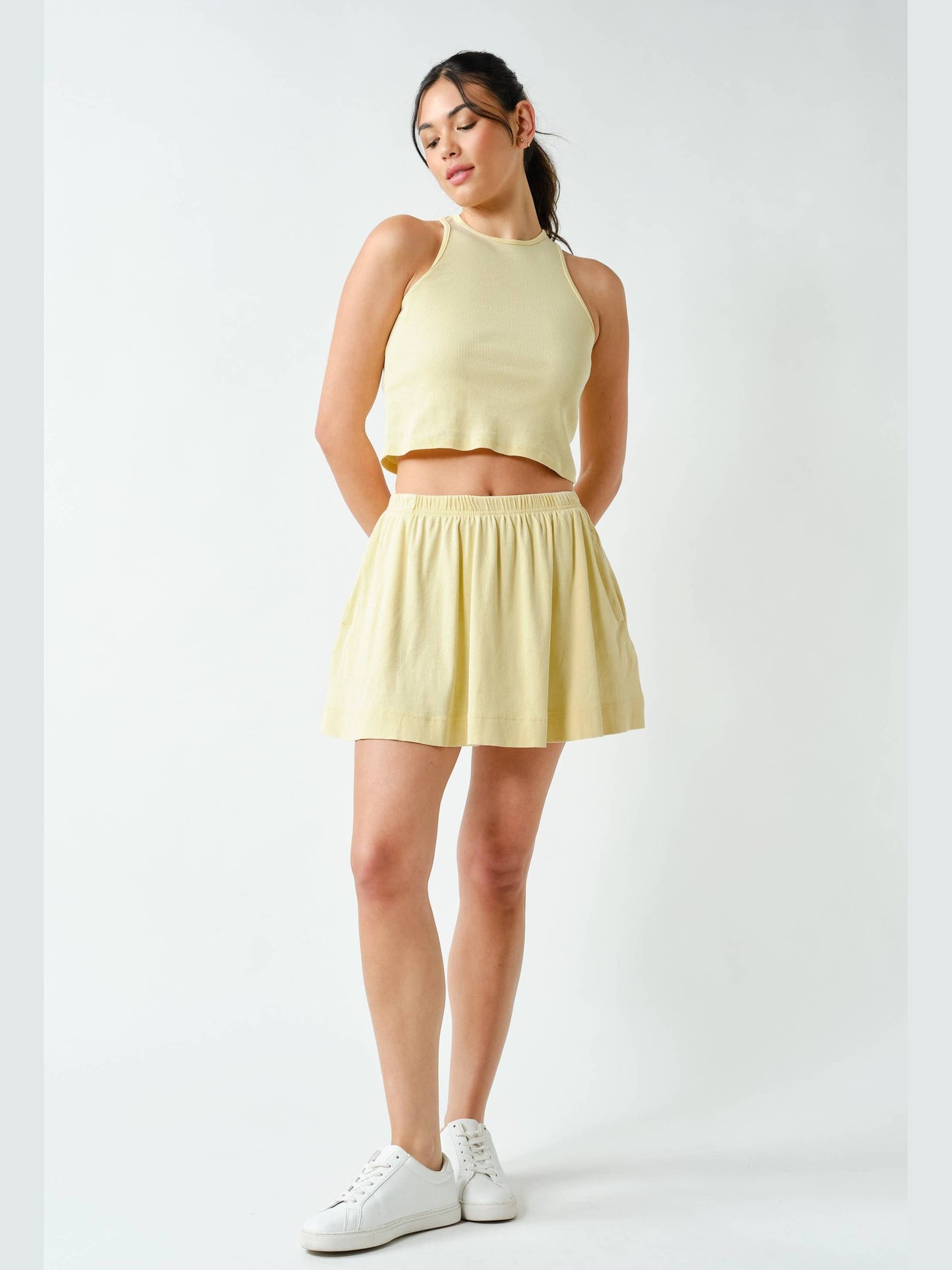Coastline Cotton Blend Skirt Set - Yellow