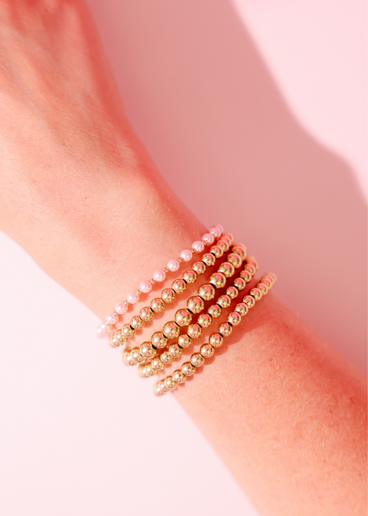 Pink Mini Luci Bracelet in Gold