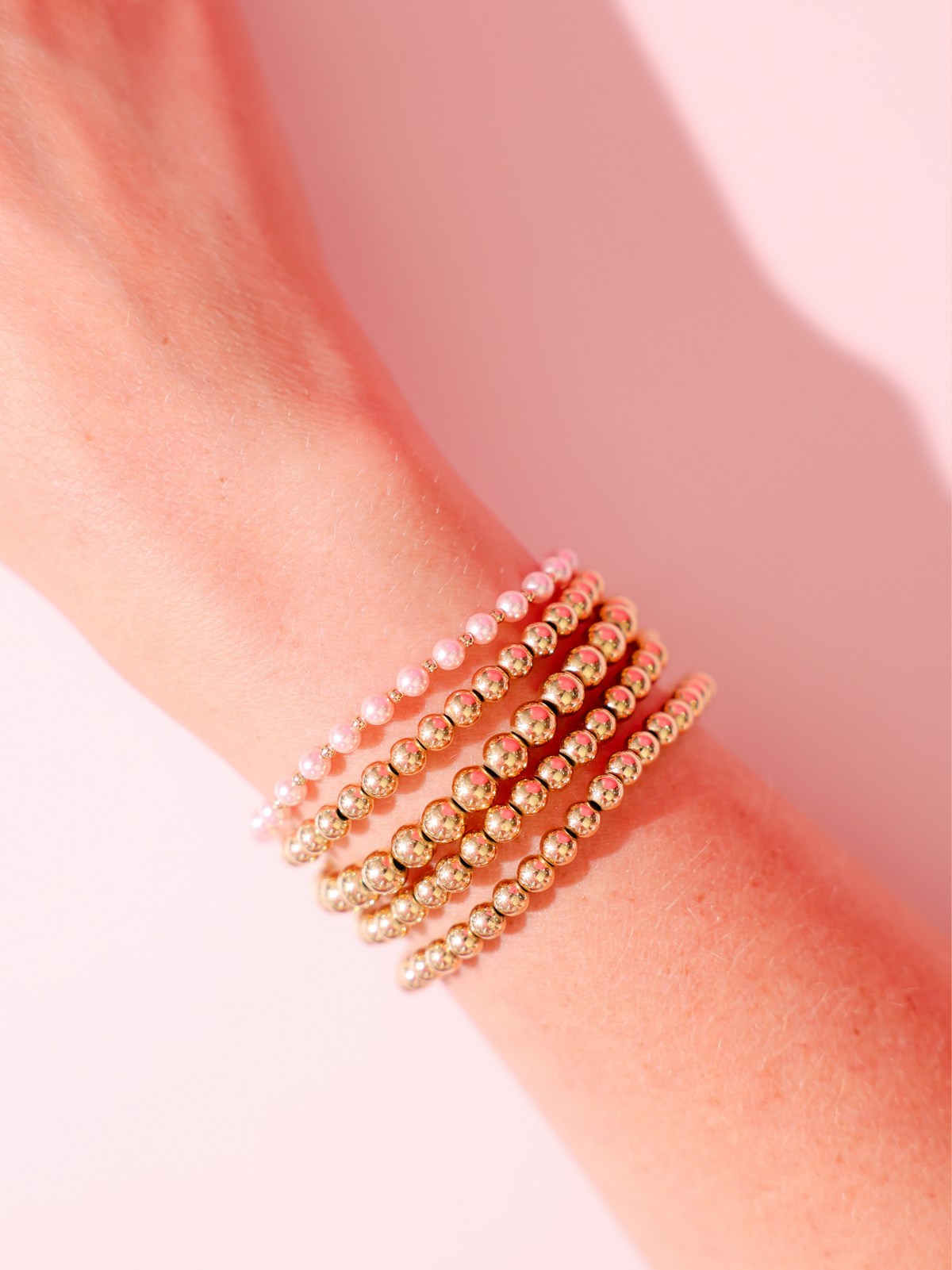 Pink Mini Luci Bracelet in Gold