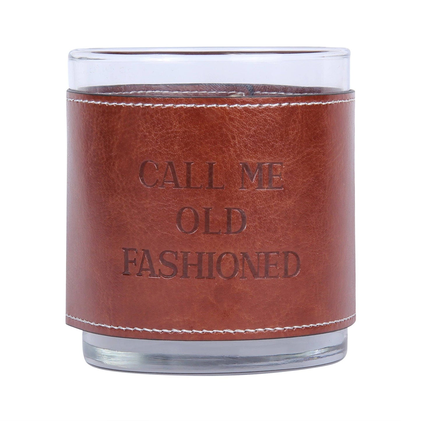 Call Me Old Fashioned Faux Leather Rocks Glass