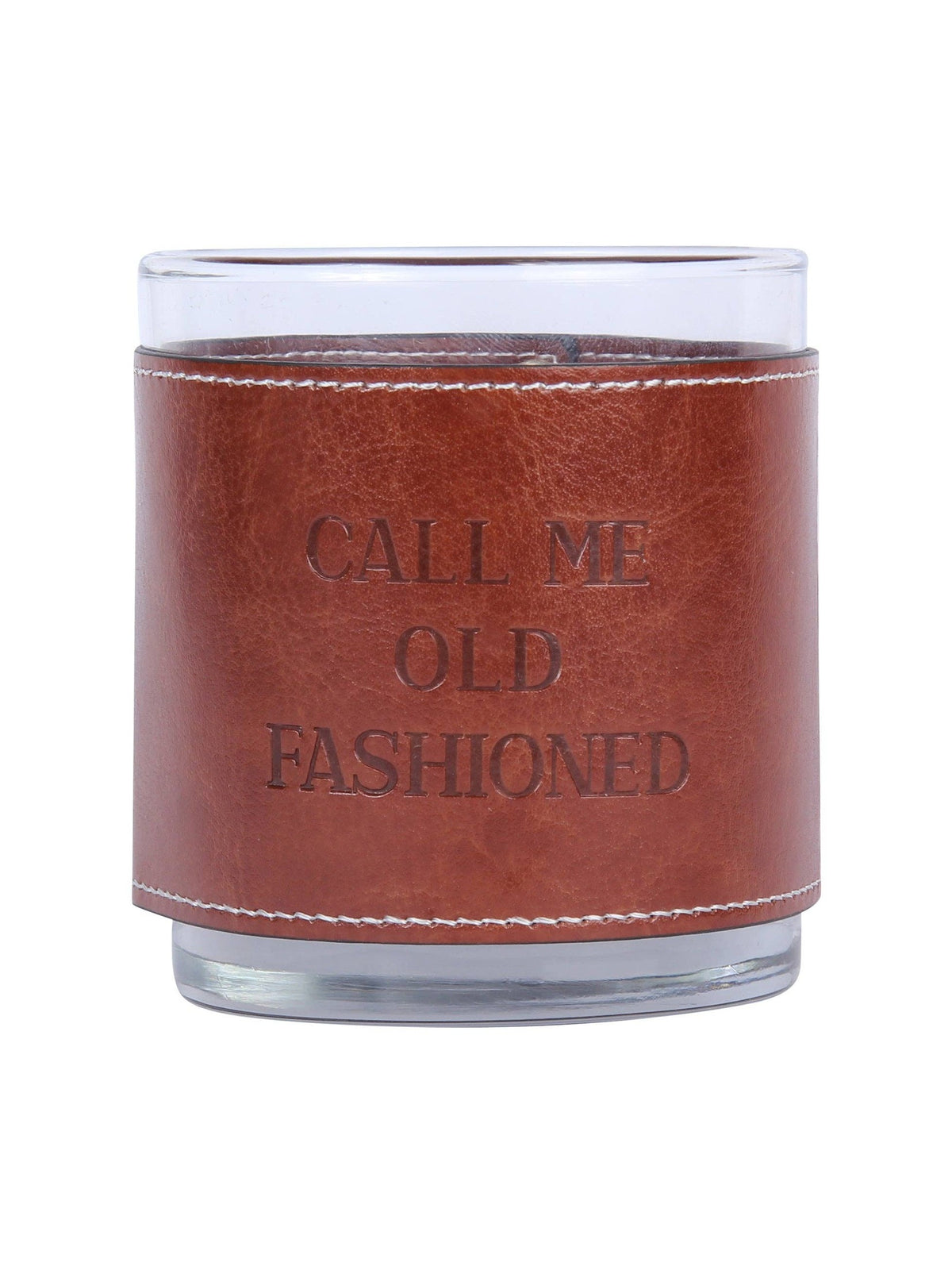 Call Me Old Fashioned Faux Leather Rocks Glass