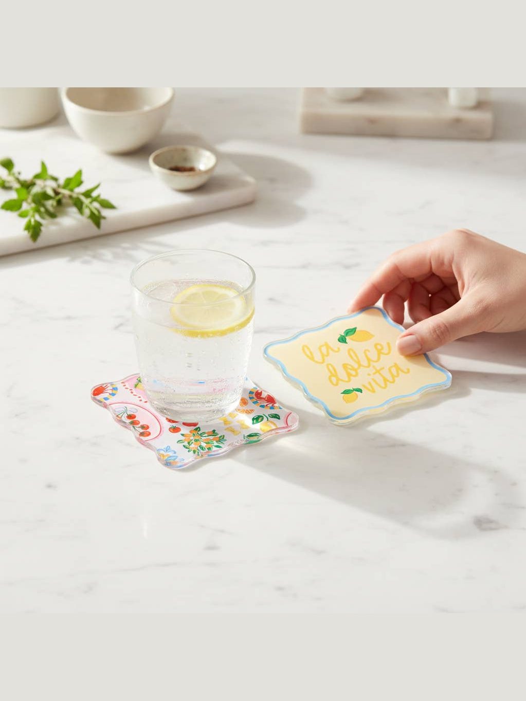 Table Talk Acrylic Coaster Set–Ciao Bella