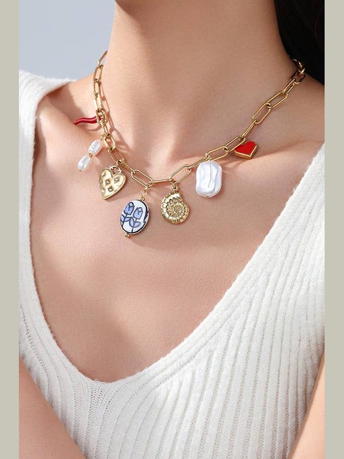 STAINLESS STEEL TARNISH FREE CHARM NECKLACE