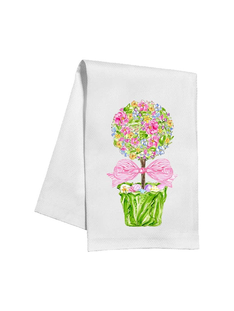 Handpainted Spring Floral Topiary In Cabbage Towel