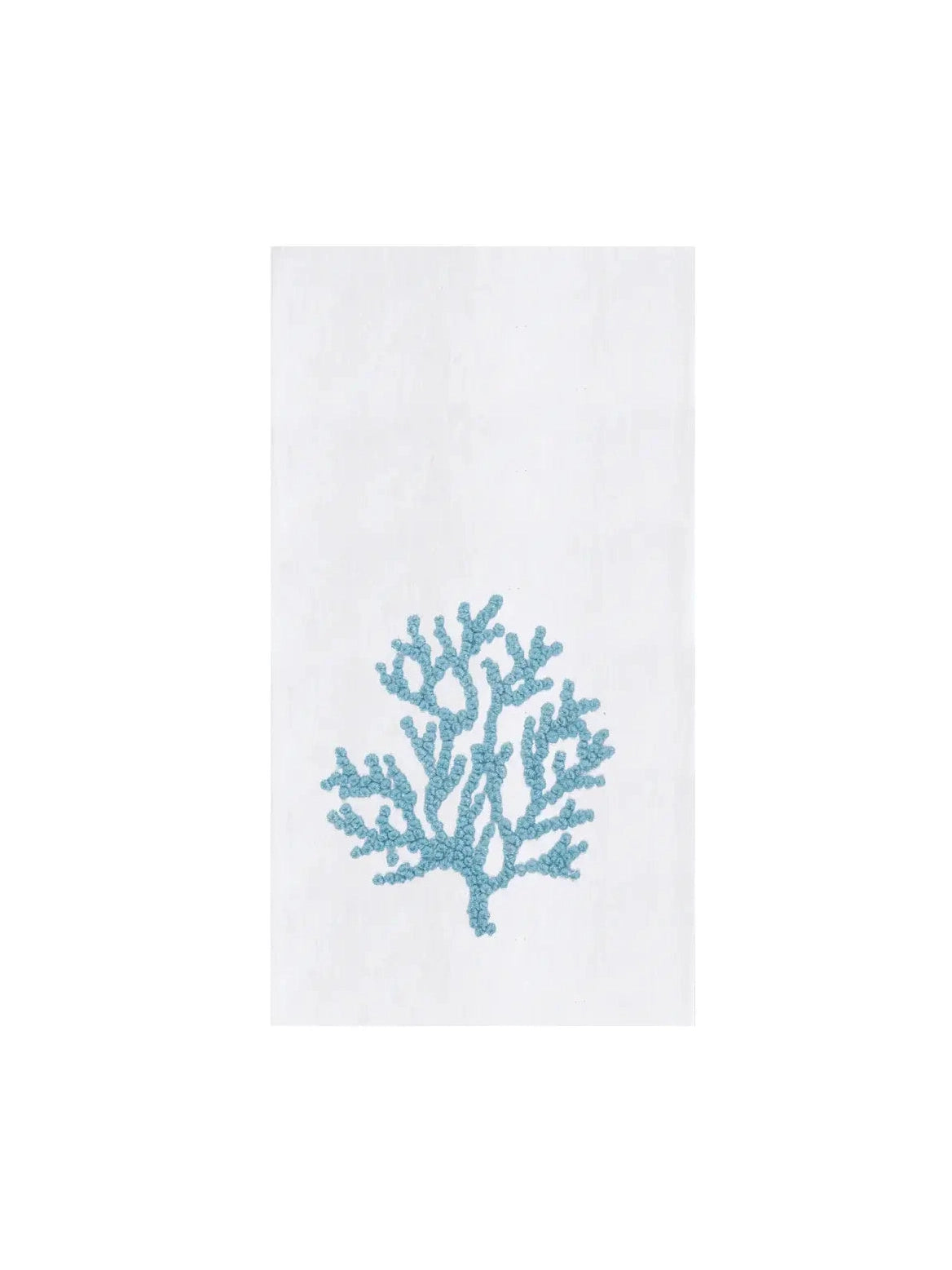 Coastal Coral French Knot Kitchen Towel
