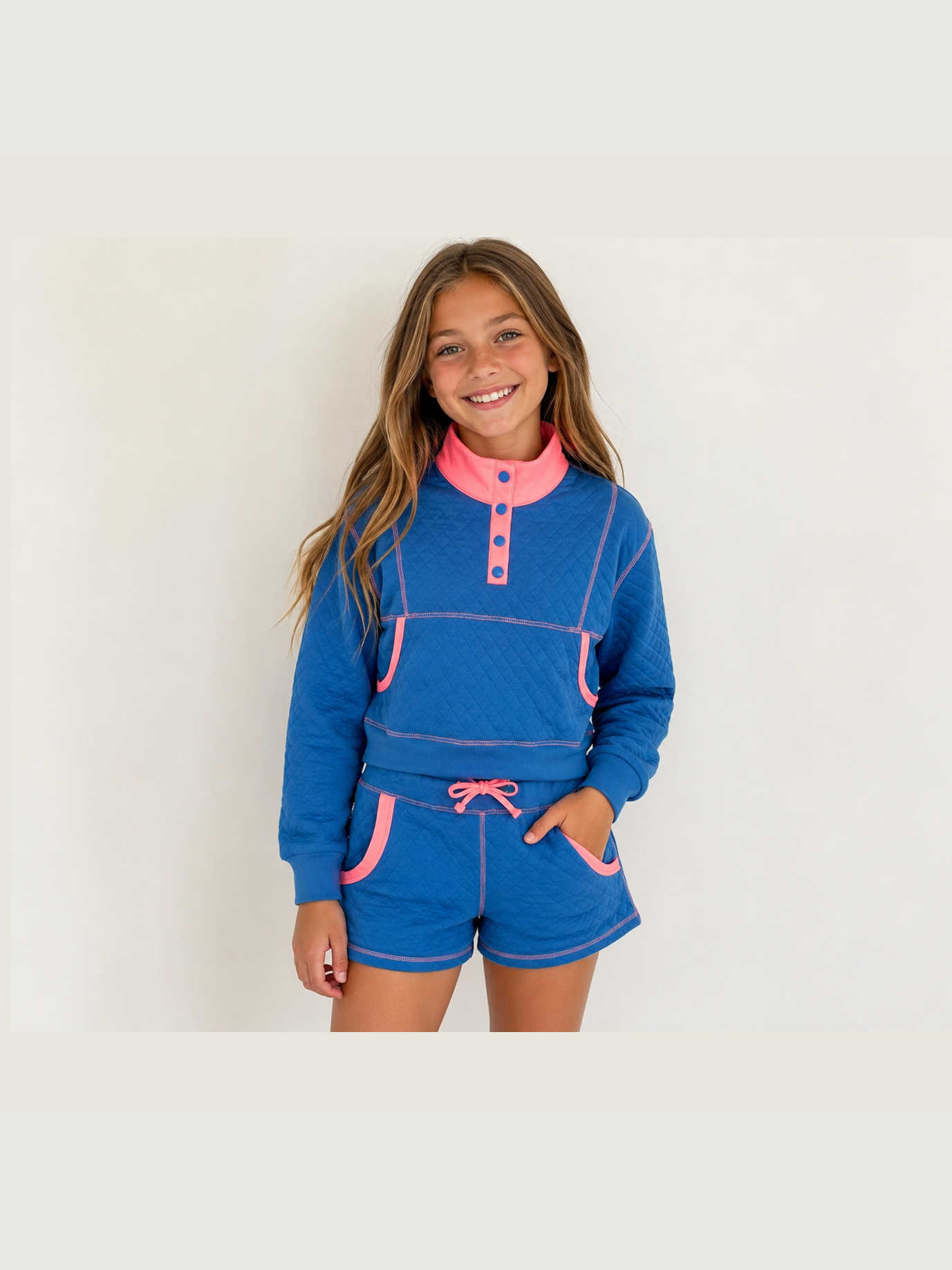 Quilted Contrast Stitch Short