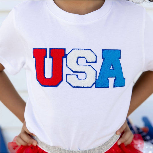 USA Patch Short Sleeve T-Shirt - Kids 4th of July Tee