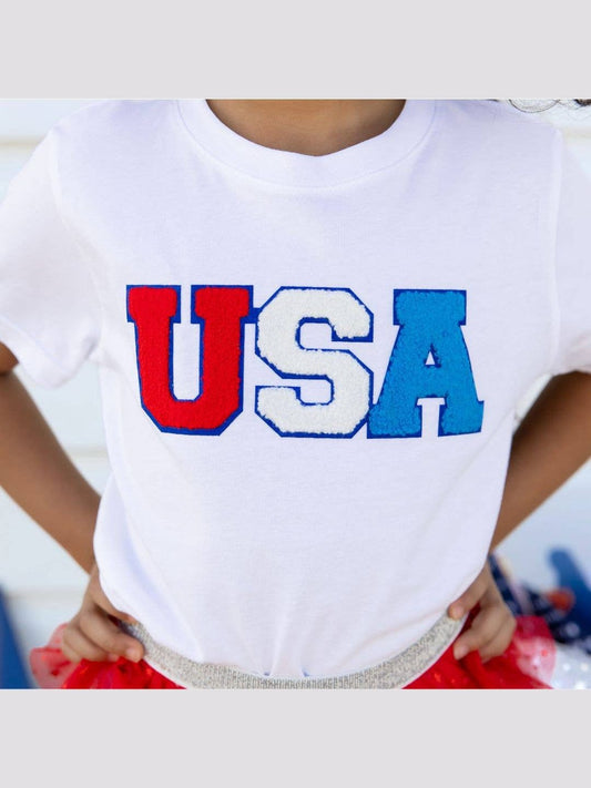 USA Patch Short Sleeve T-Shirt - Kids 4th of July Tee