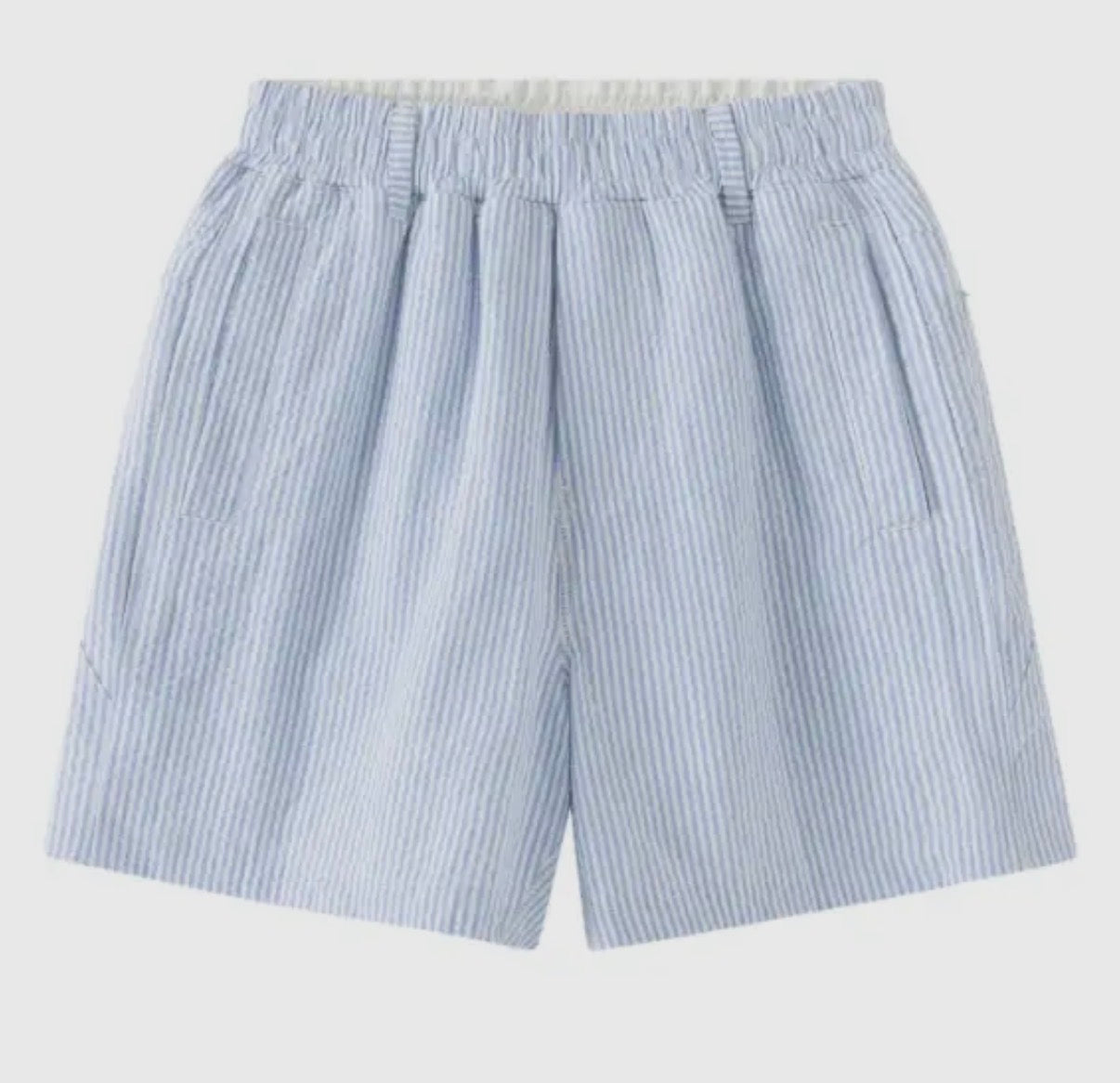 Youth Blue and White Seersucker FB Shorts