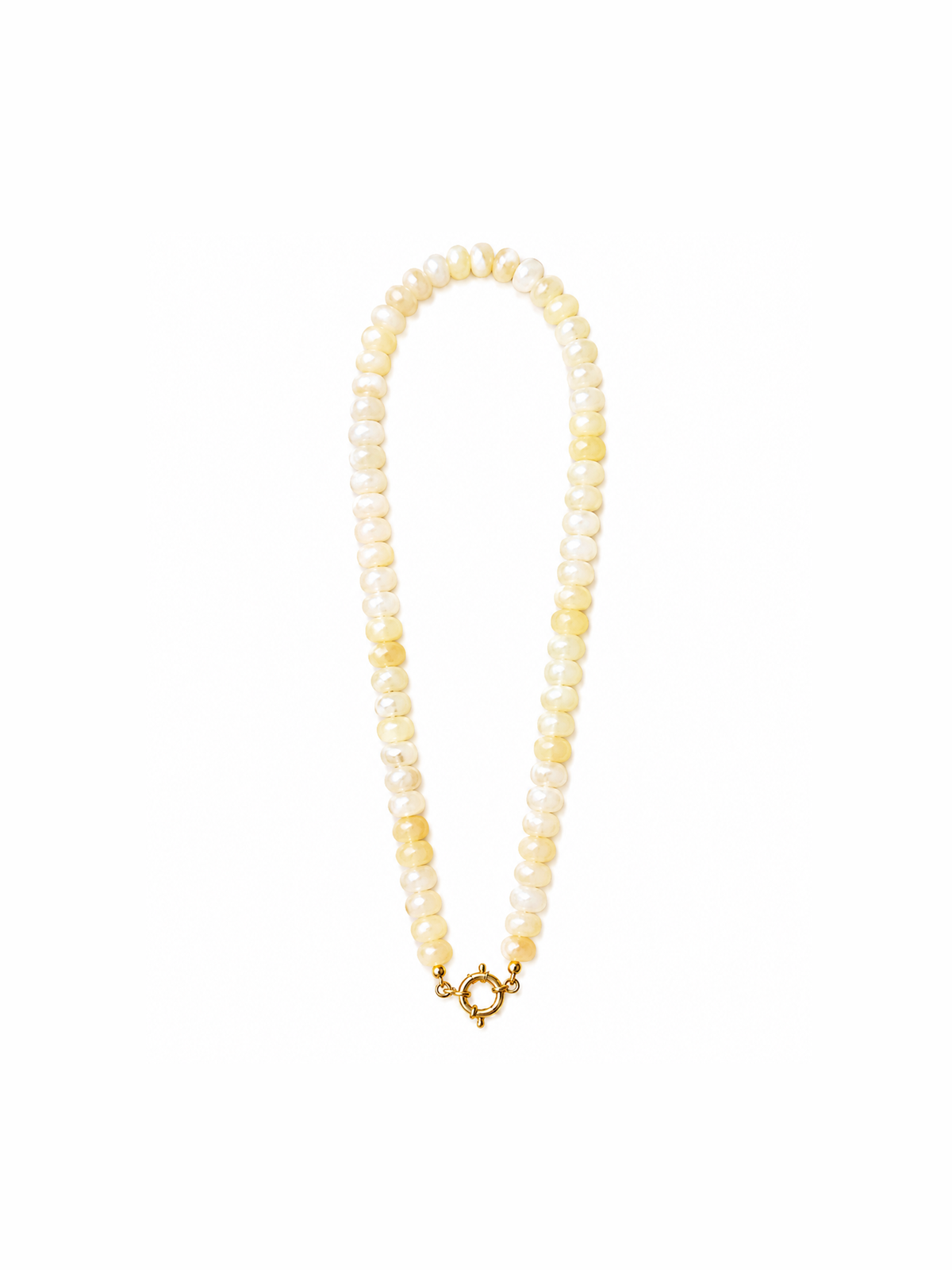 Light Yellow Sailor Clasp Glass Beaded Necklace