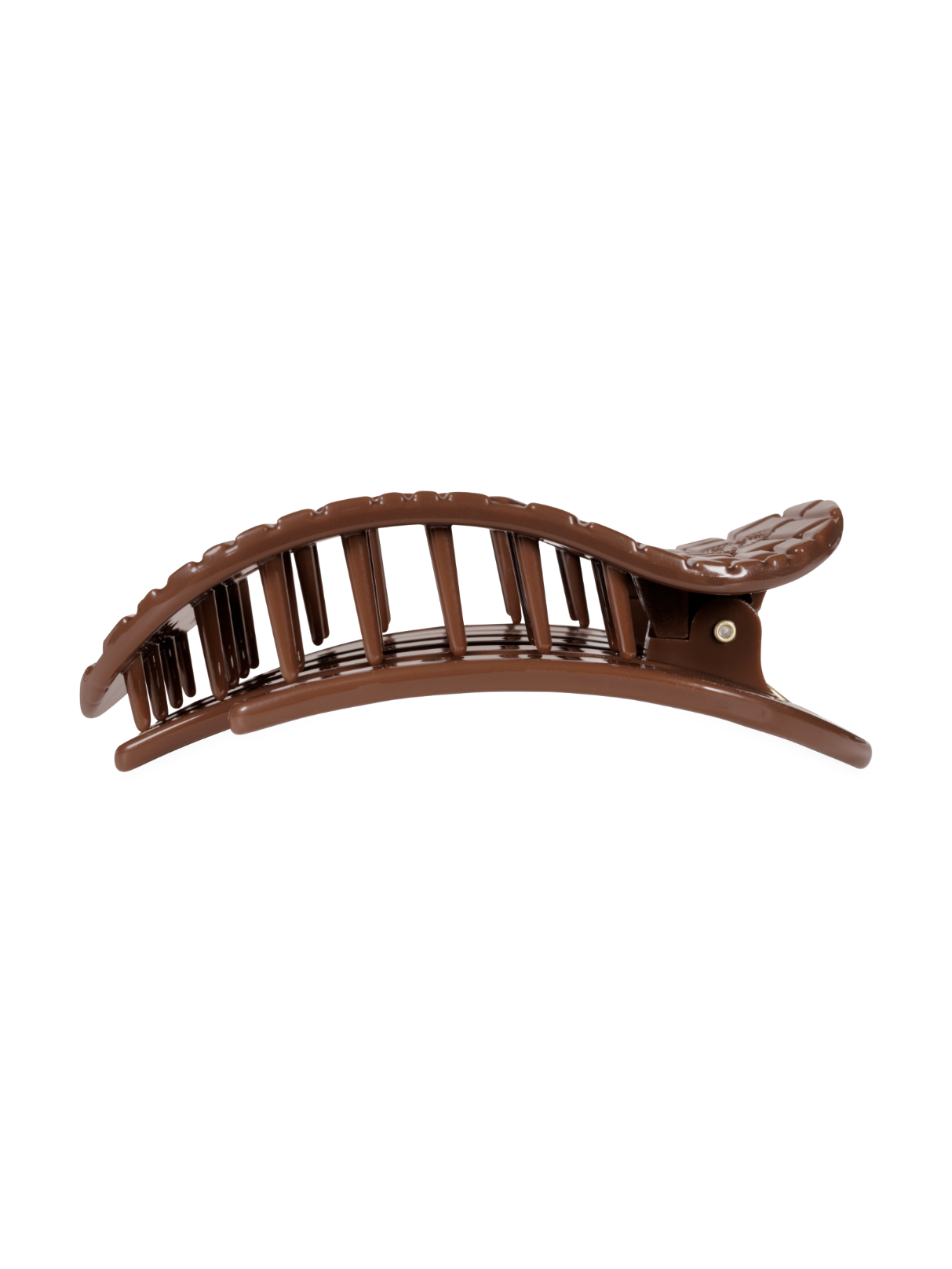 Brown Crocodile Small Flat Round Hair Clip