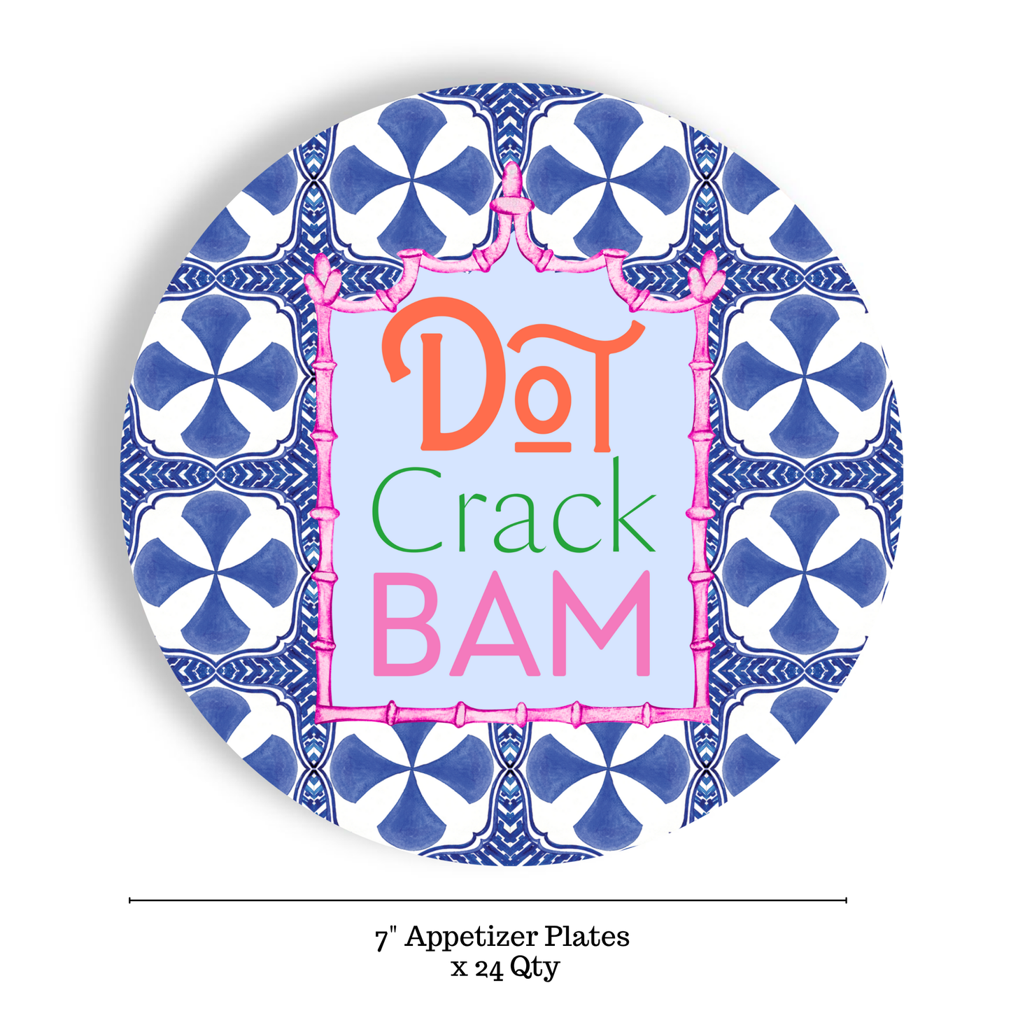 Mahjong Blue Tiles 24ct 7" Paper Plates– Dessert Separates