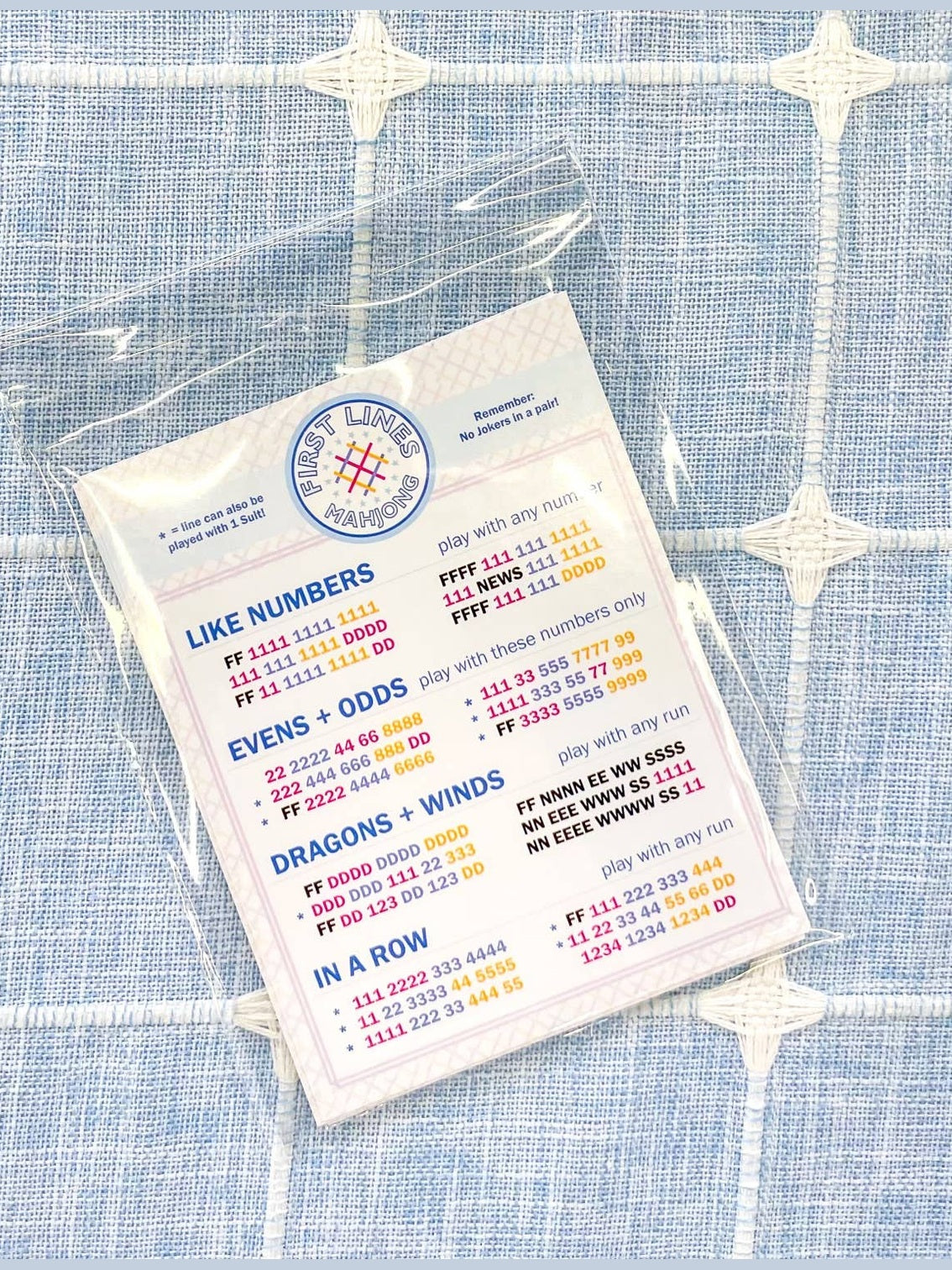 First Lines Simplified Mahjong Line Cards for beginners