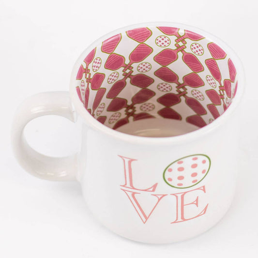 Pickleball Love Coffee Mug White/Hot Pink/Green 14oz