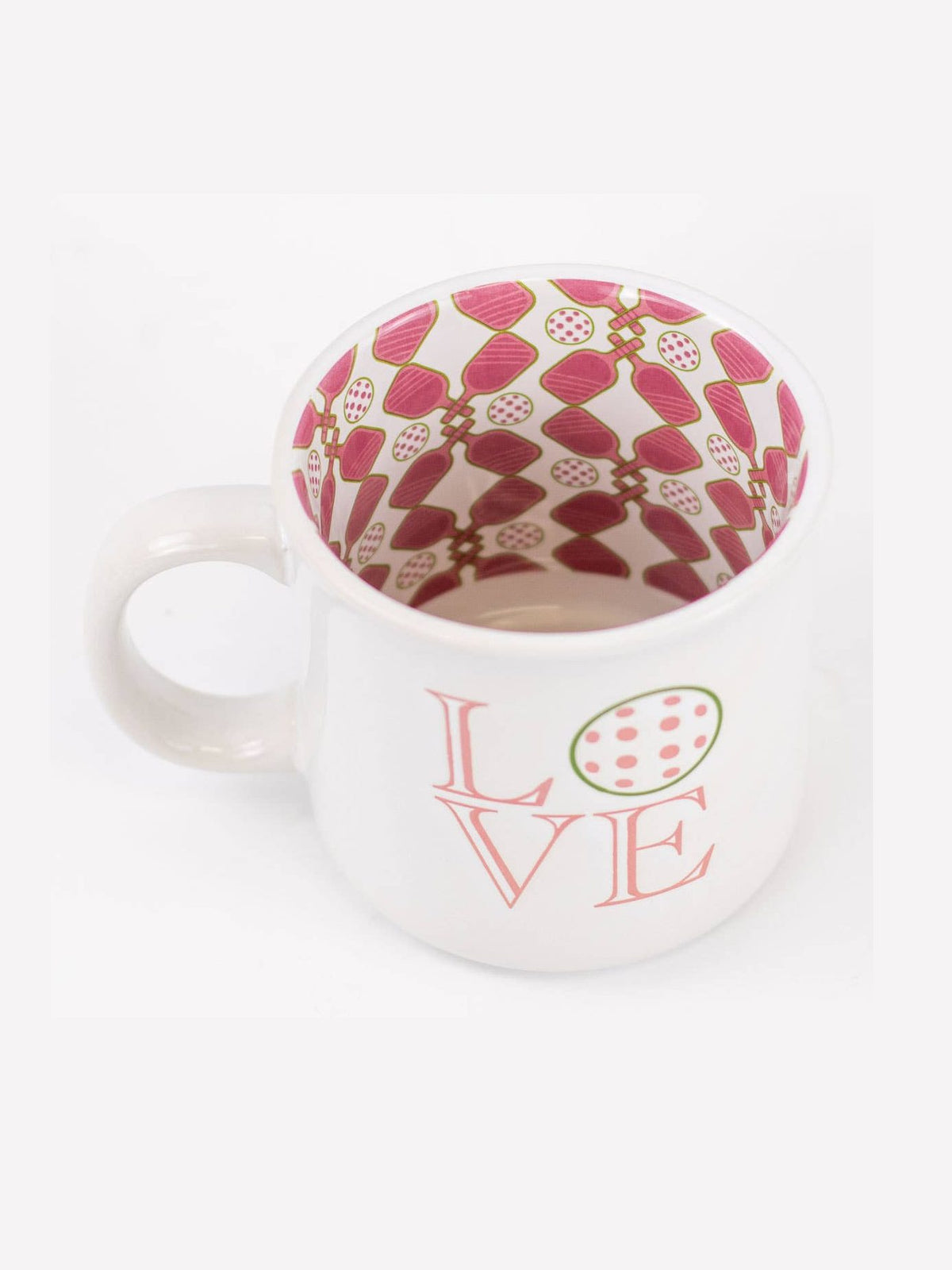 Pickleball Love Coffee Mug White/Hot Pink/Green 14oz