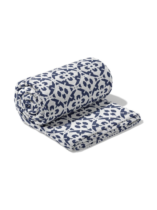 Porto Tiles Navy Fleece Blanket