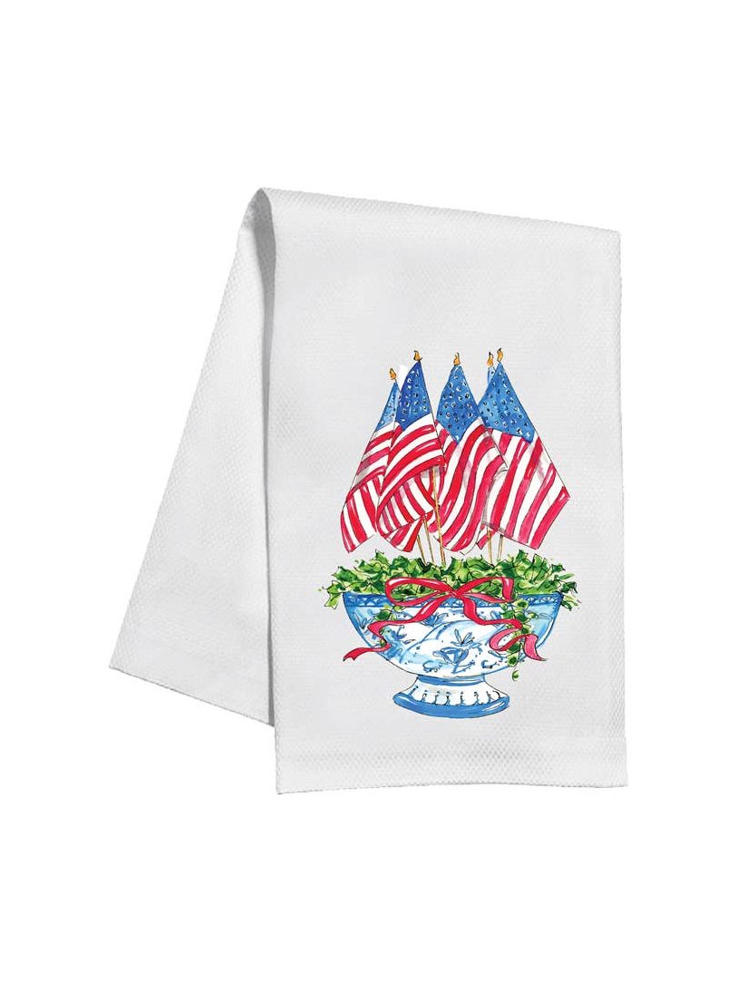 Handpainted Flags in a Chinoiserie Planter Kitchen Towel
