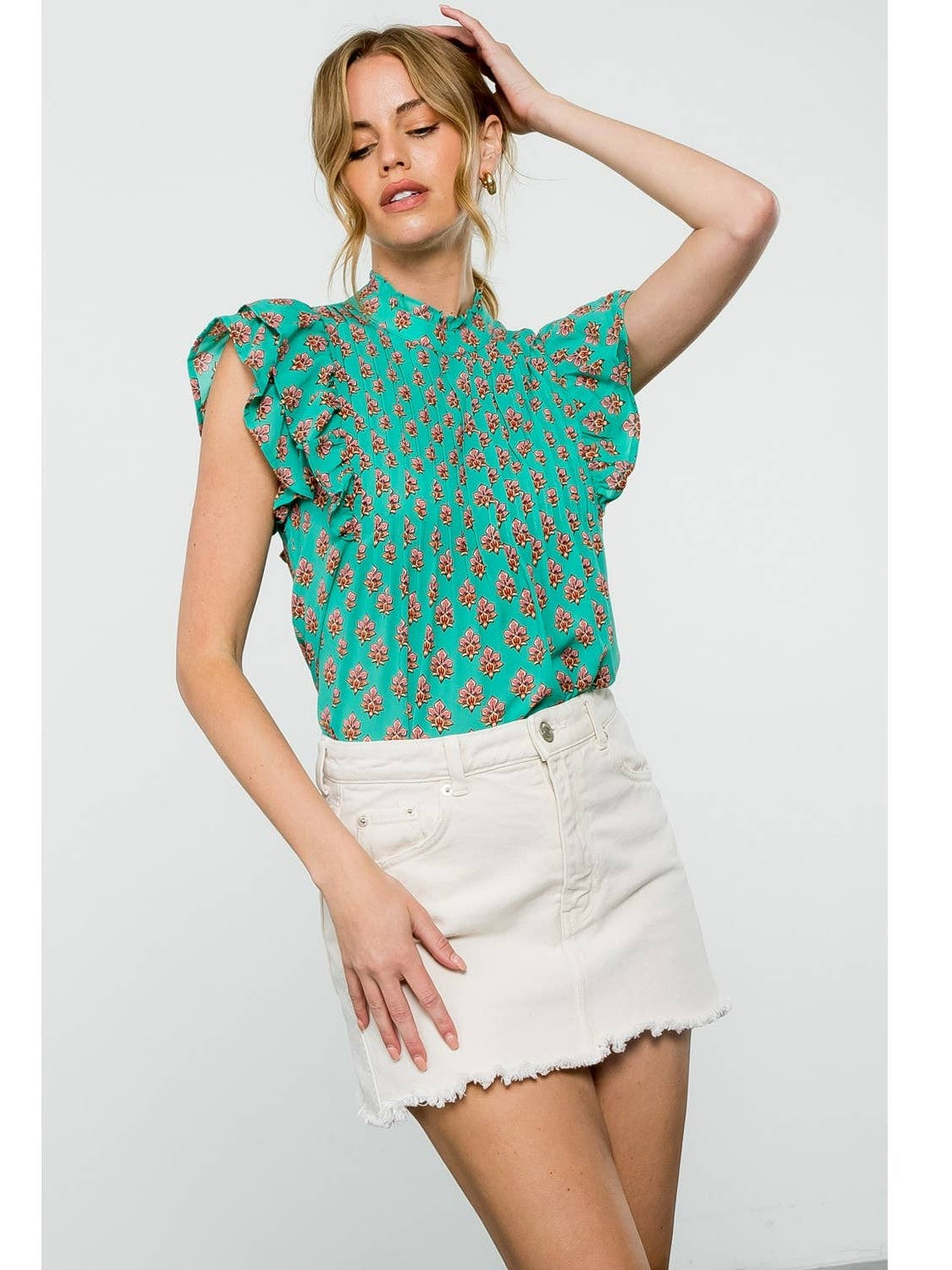 Flutter Sleeve Print Top