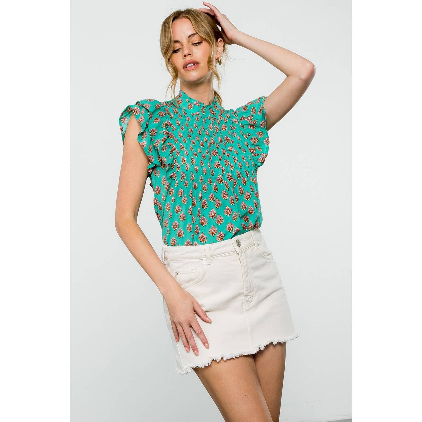 Flutter Sleeve Print Top