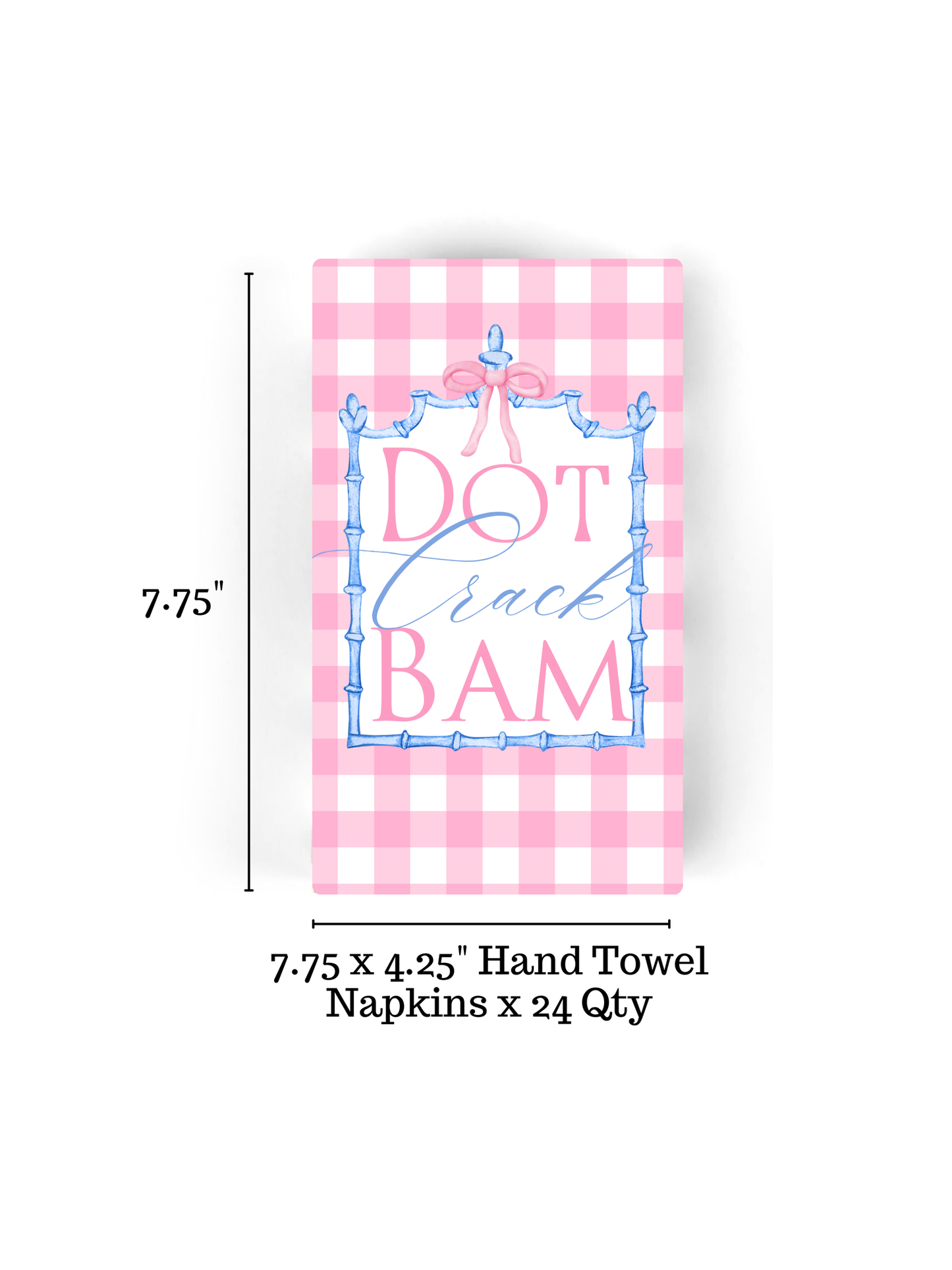 Mahjong Pink Plaid "Dot Crack Bam" 24ct Guest Napkins 3-ply