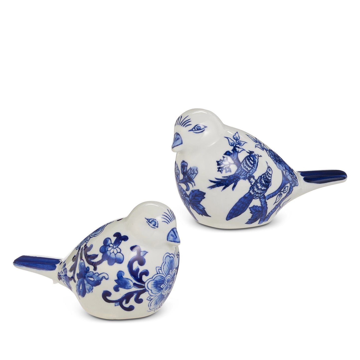 7.5" Blue and White Chinoiserie Birds