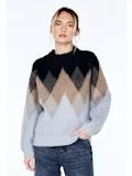 Katy Argyle Sweater - Grey Multi