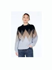 Katy Argyle Sweater - Grey Multi