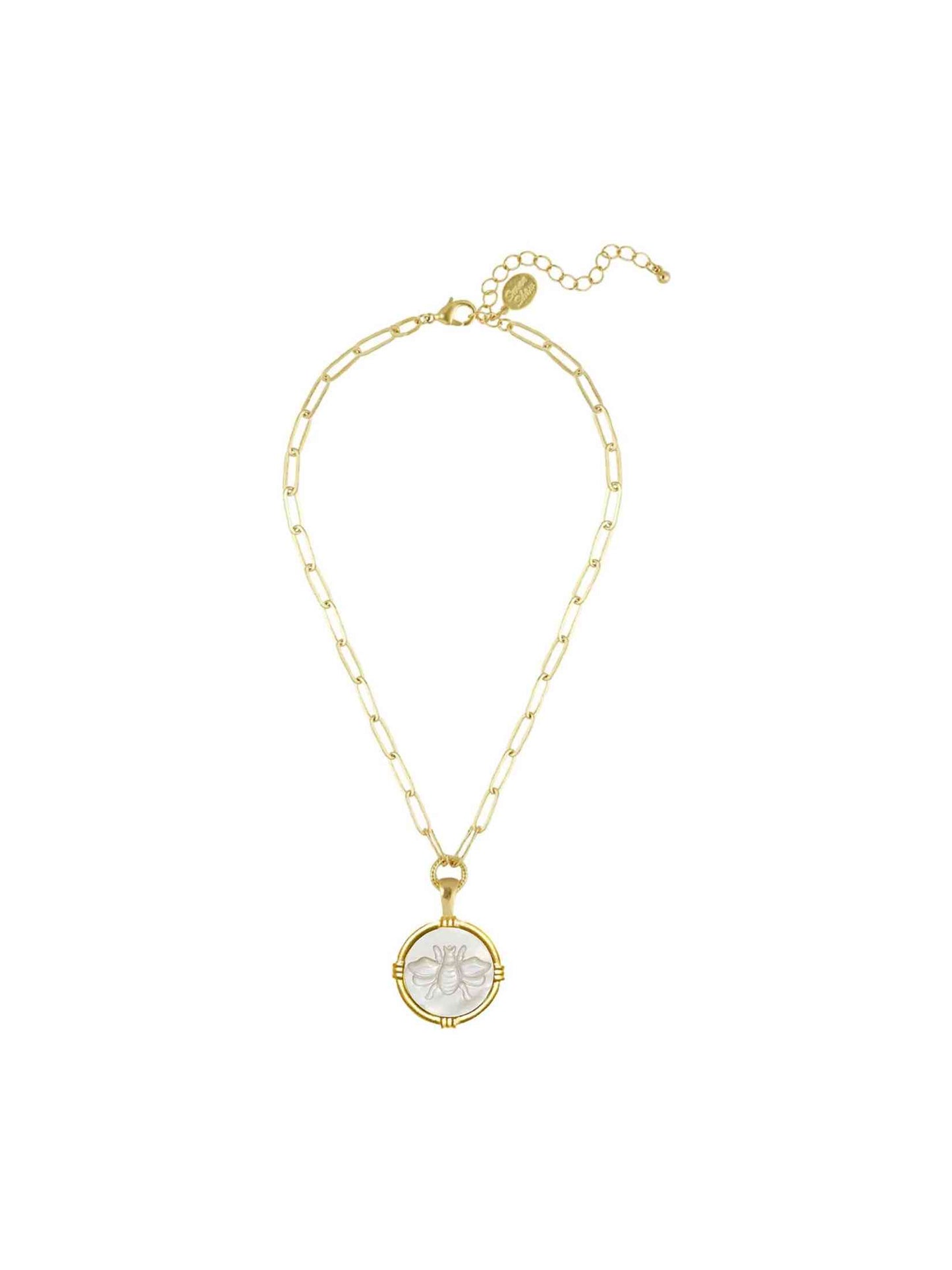 Etched Bee in Genuine Mother of Pearl Necklace