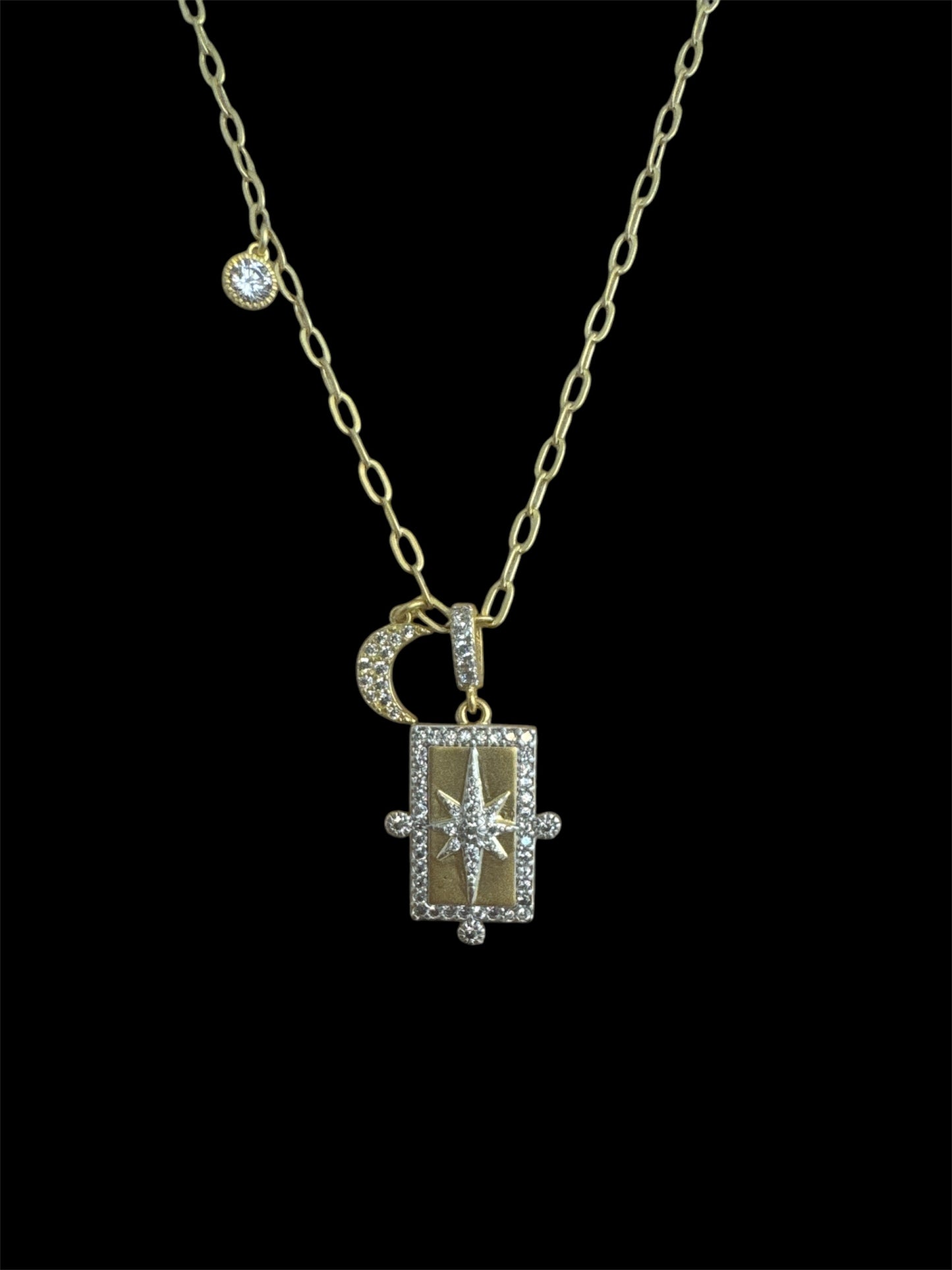 Small Star and Moon Paver Necklace