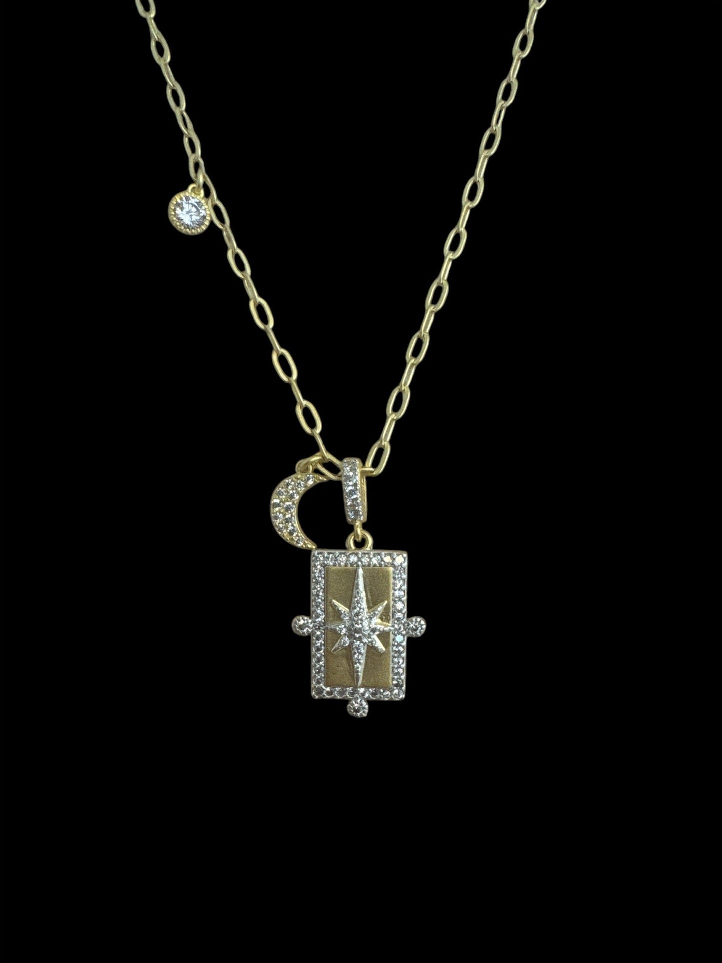 Small Star and Moon Paver Necklace