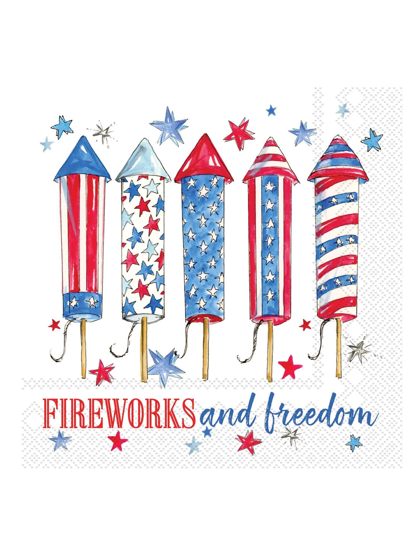 Paper Cocktail Napkin 20 Ct Fireworks & Freedom Rosanne Beck