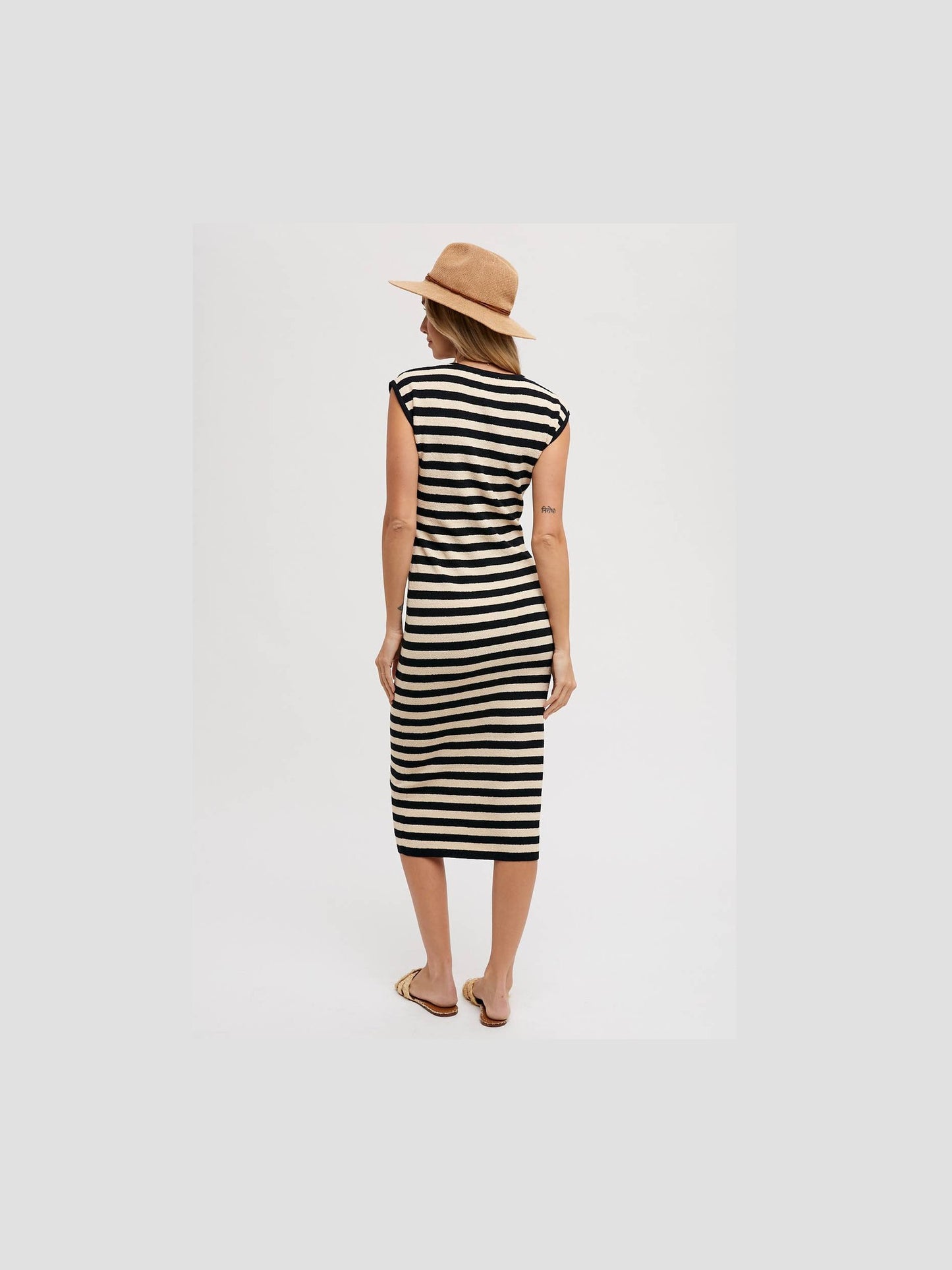 STRIPED CONTRAST TANK MIDI DRESS