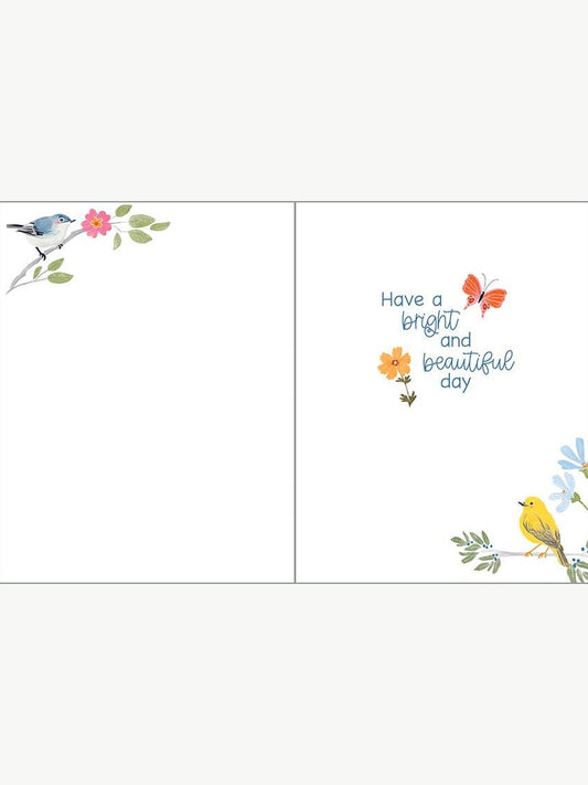 Birthday Greeting Card - Songbirds and Flowers