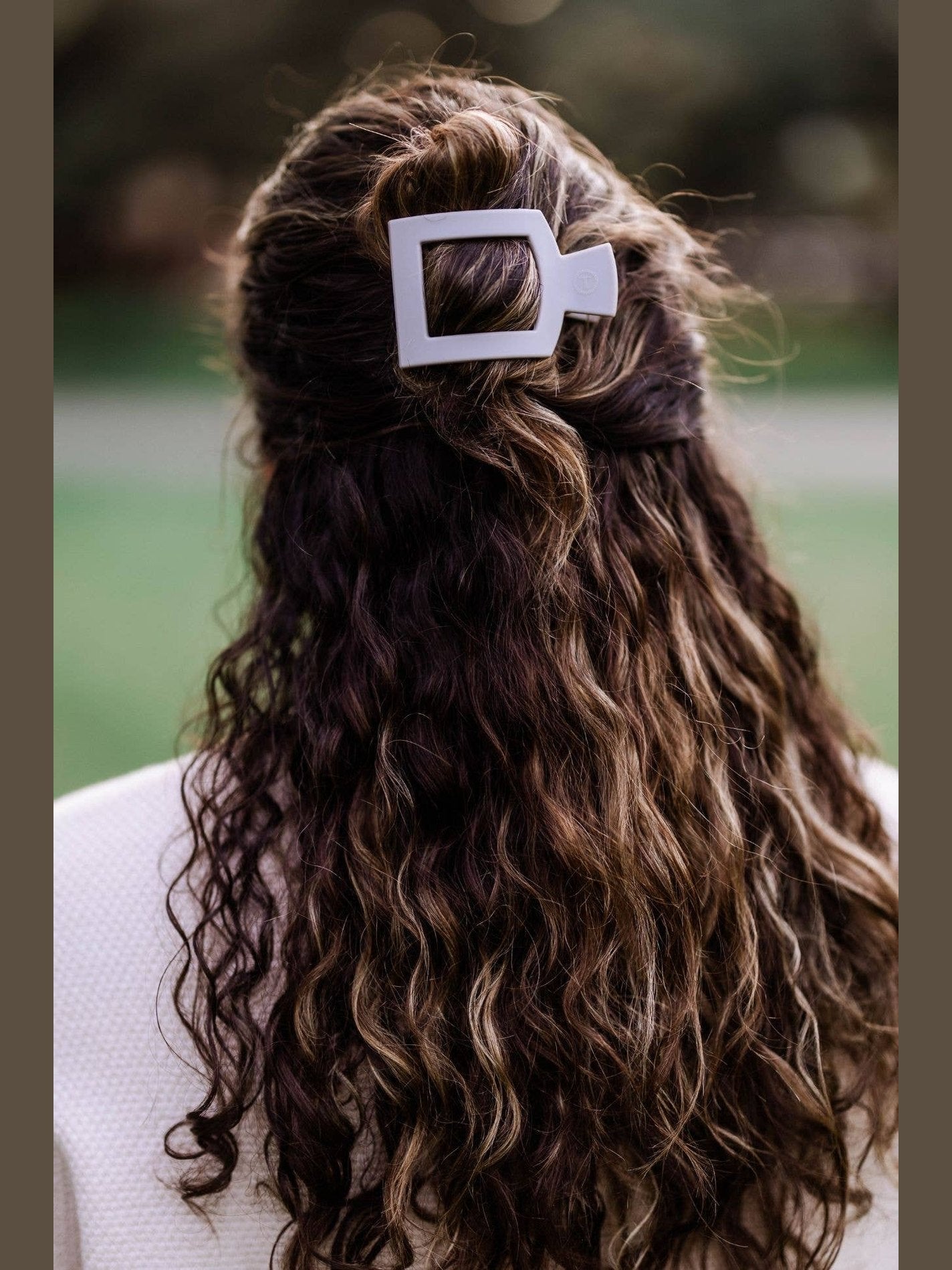 Square Flat Hair Clip | Small | Silver Flames