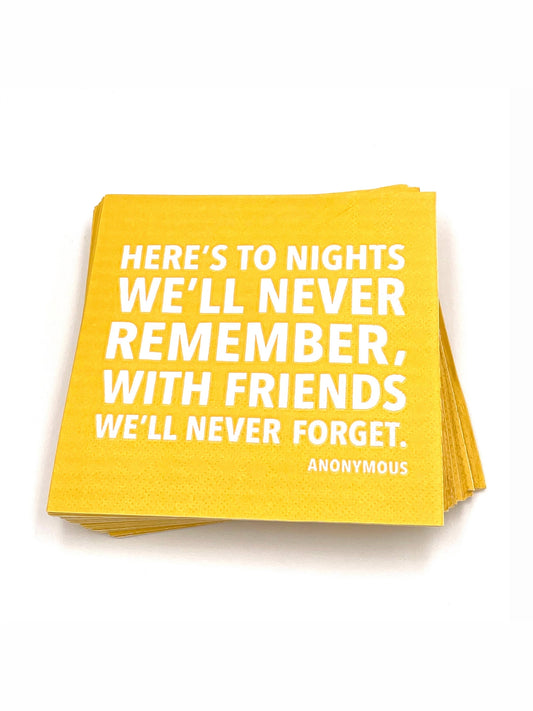 Party Cocktail Funny Napkins-To Nights We'll Never Remember