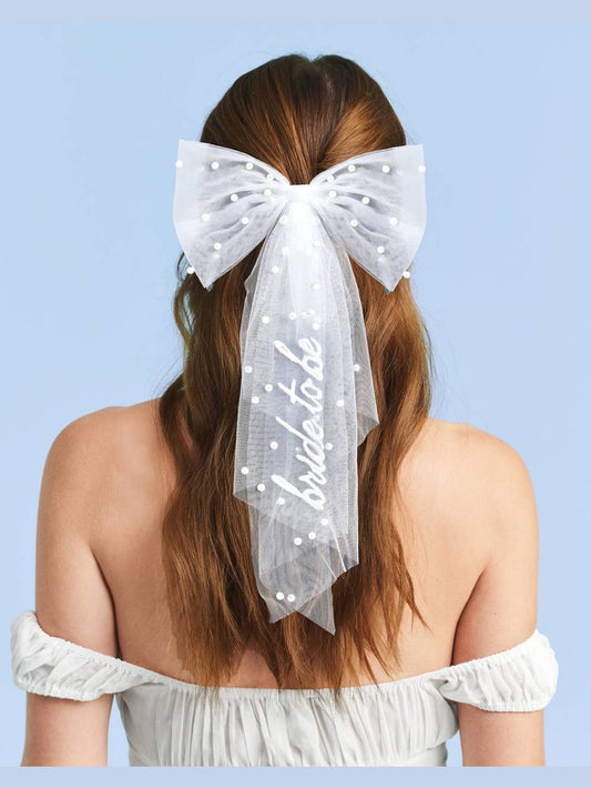 Bride to Be Pearl Hair Bow | bachelorette, bridal, accessory