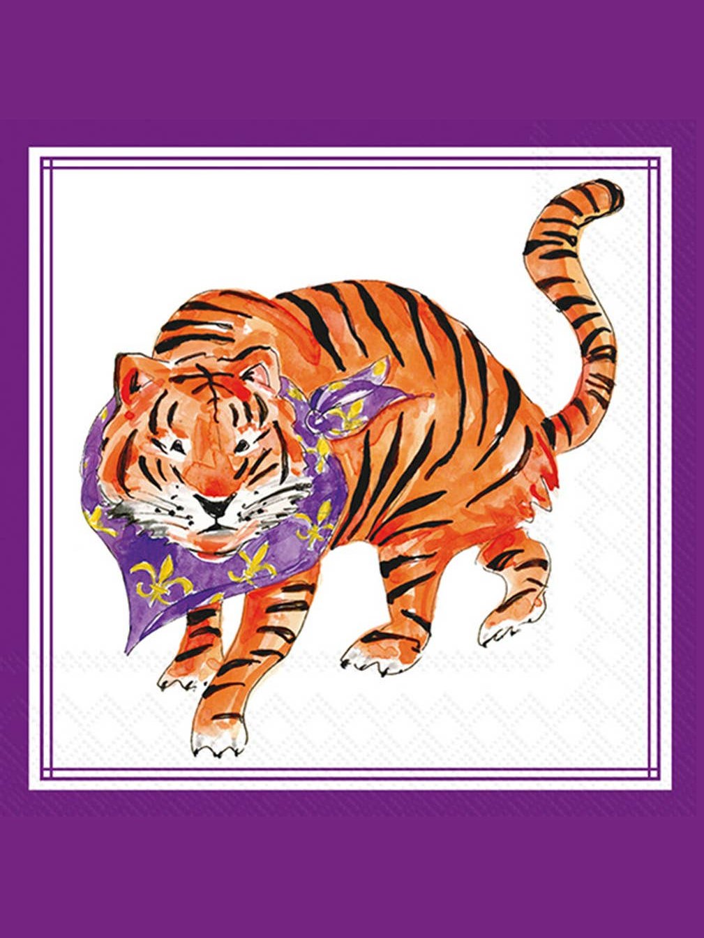 Paper Cocktail Napkin 20 Ct Purple Prowling Tiger Hometown