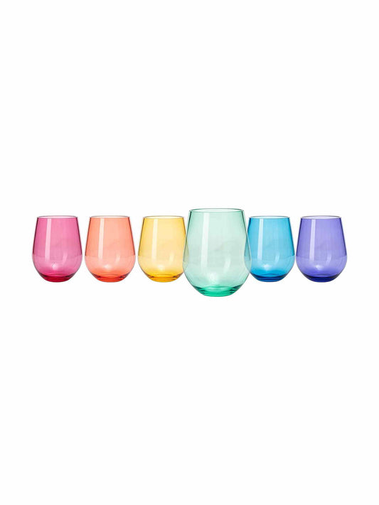 6 Italian Acrylic Stemless Wine Glasses - Unbreakable