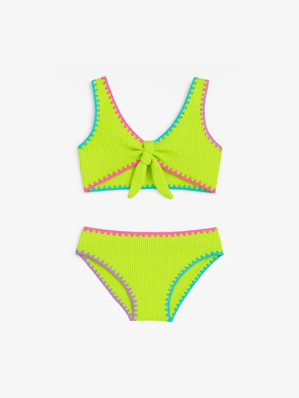 Izy Crinkle Tie Bikini with Embroidered Trim