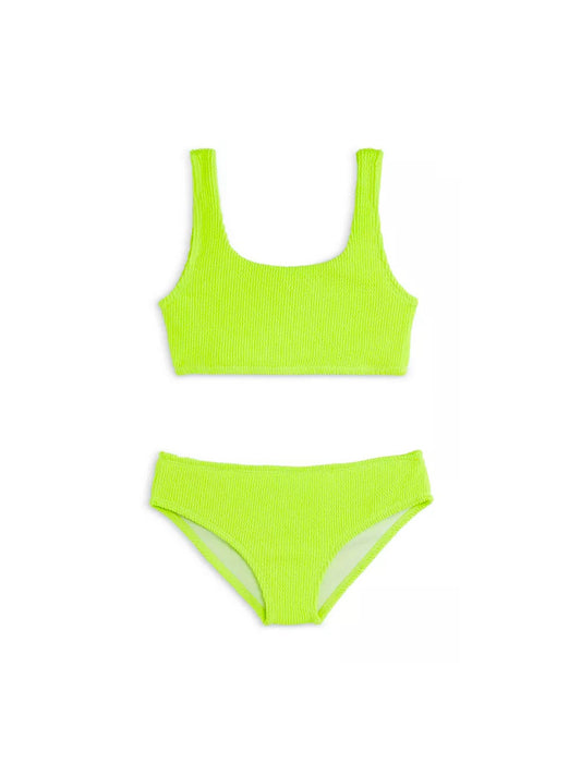 Fay Crinkle Square Neck Bikini Swimsuit - Citrus Lime
