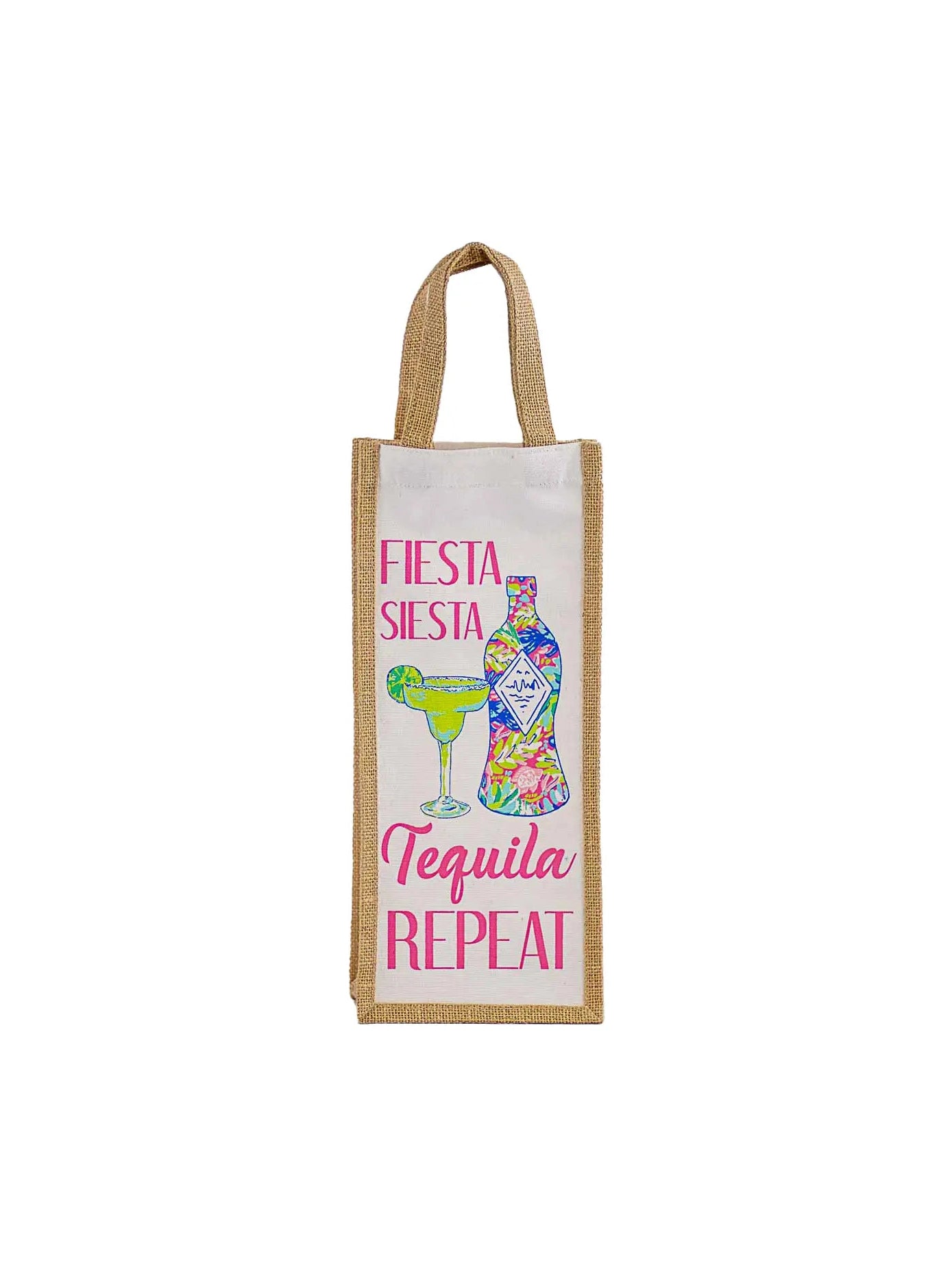 Tequila Repeat Wine Bag White/Multi 6x14x4