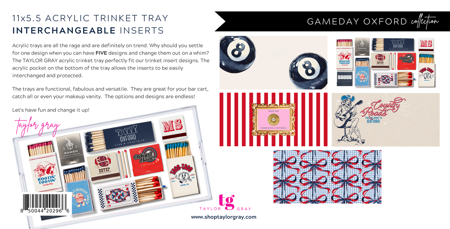 5.5x11 GAMEDAY OXFORD trinket tray insert set of 5