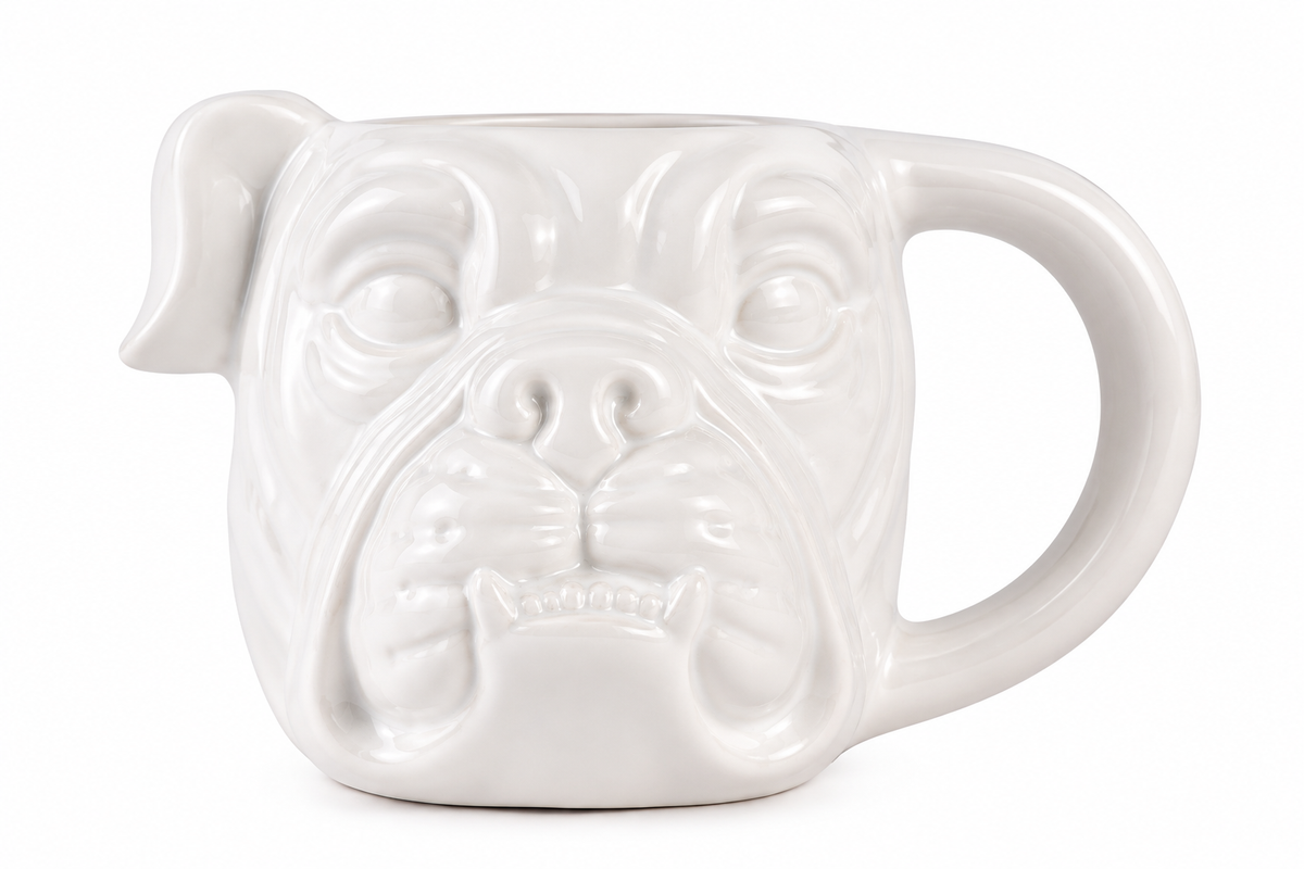 Bulldog Shaped Mug White 16oz