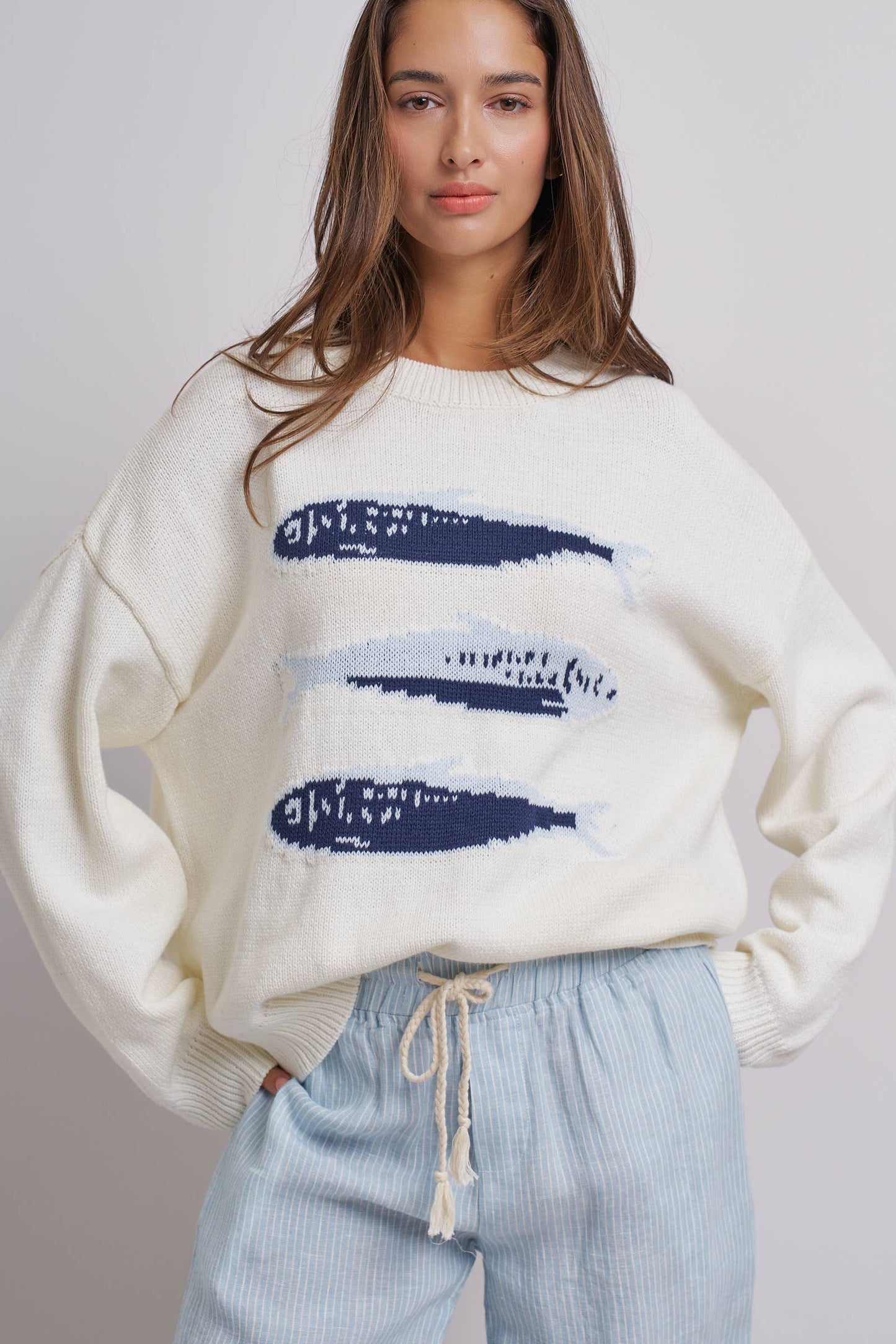Seaside Sardine Oversized Summer Knit Sweater