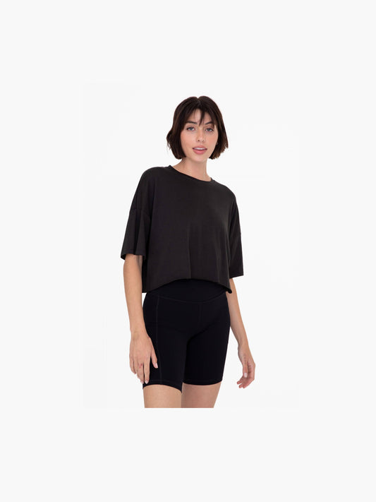 Relaxed Fit Raw Edge Cropped Tee