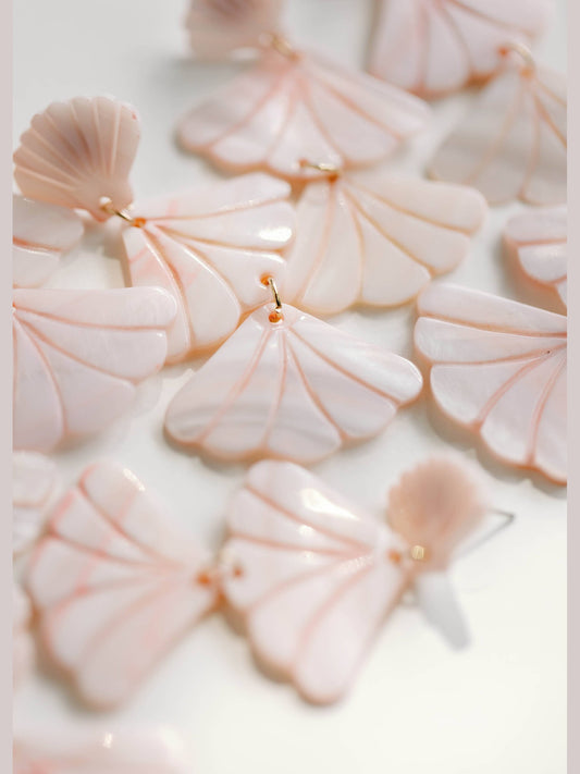 Pink Mermaid Shell Statement Drop Earrings