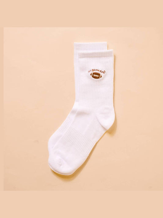Embroidered Crew Socks–It's Game Day