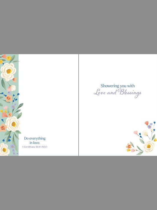 With Scripture Wedding Shower Card - Shower Flower Border