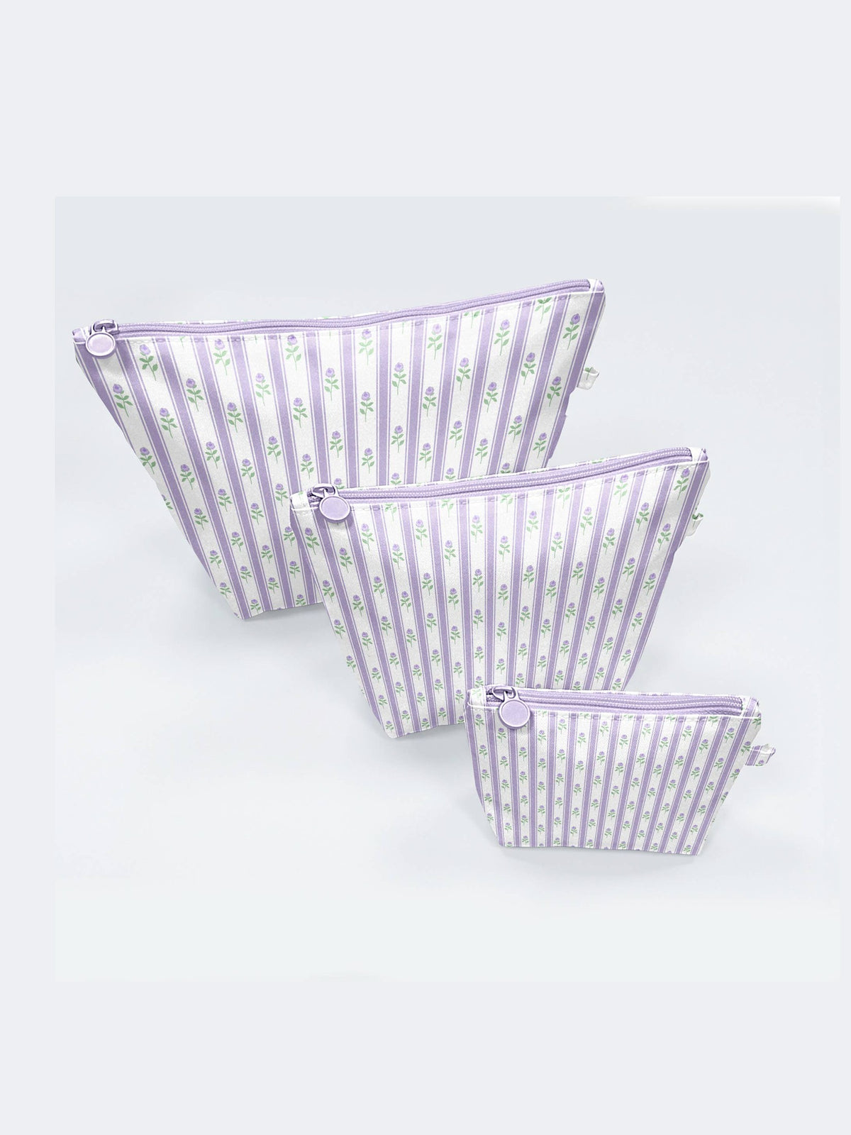 Lilac Ribbons Easy Clean Wipeable Pouch (Set of 3)